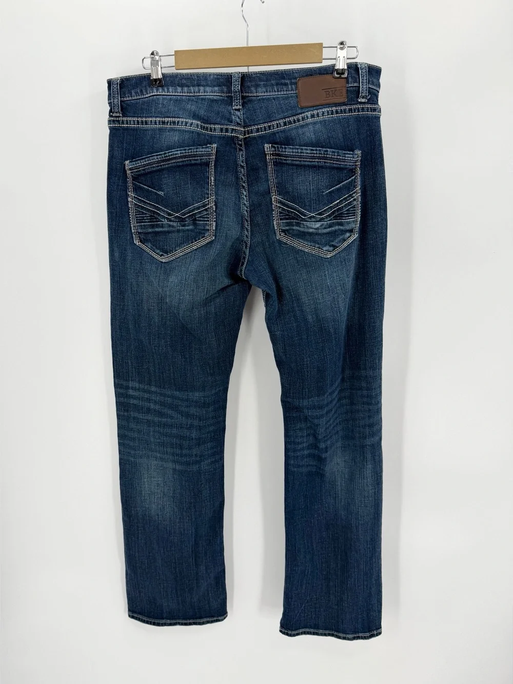 BKE Jeans Mens Tag 36L Dark Blue TYLER Bootleg Style Cotton Blend Denim (36x34)